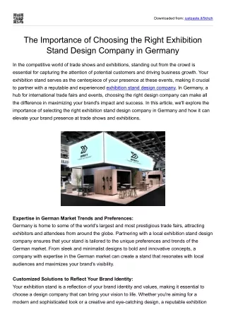 The Importance of Choosing the Right Exhibition Stand Design Company in Germany