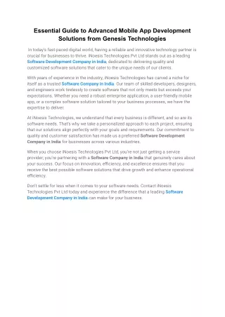 Essential Guide to Advanced Mobile App Development Solutions from Genesis Technologies