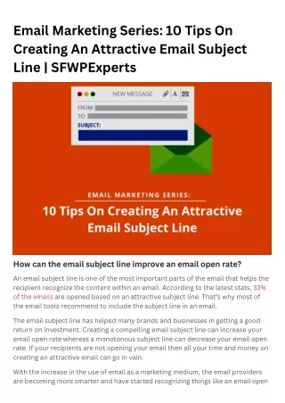 Email Marketing Series 10 Tips On Creating An Attractive Email Subject Line  SFWPExperts