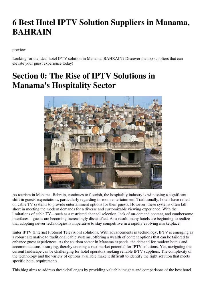 6 best hotel iptv solution suppliers in manama