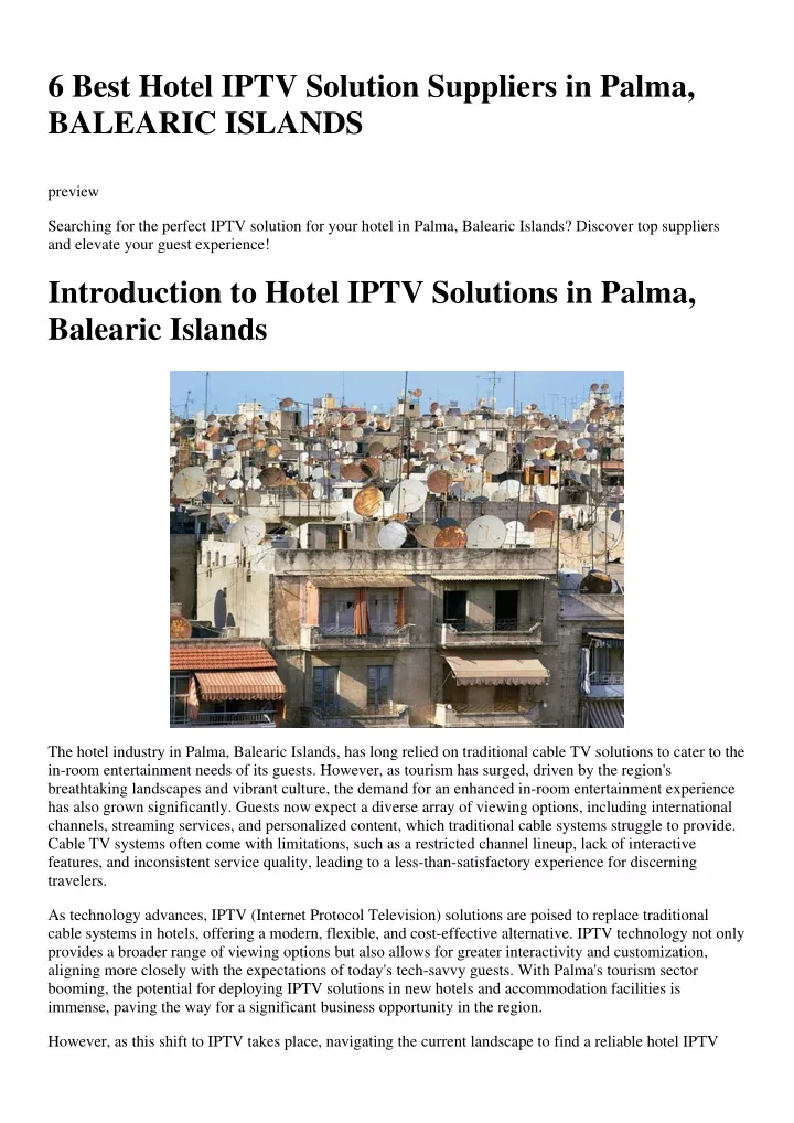 6 best hotel iptv solution suppliers in palma