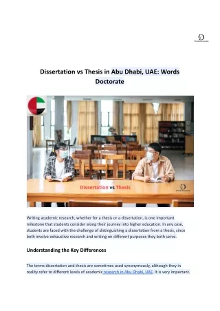 dissertation vs thesis in abu dhabi uae words