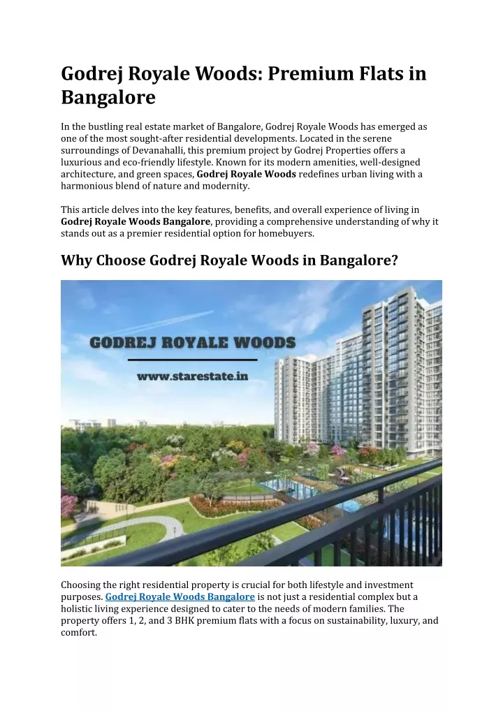 godrej royale woods premium flats in bangalore