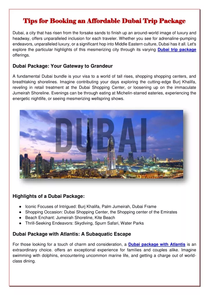 tips for booking an affordable dubai trip package