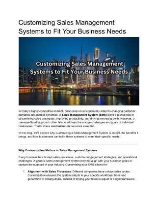 customizing sales management systems to fit your