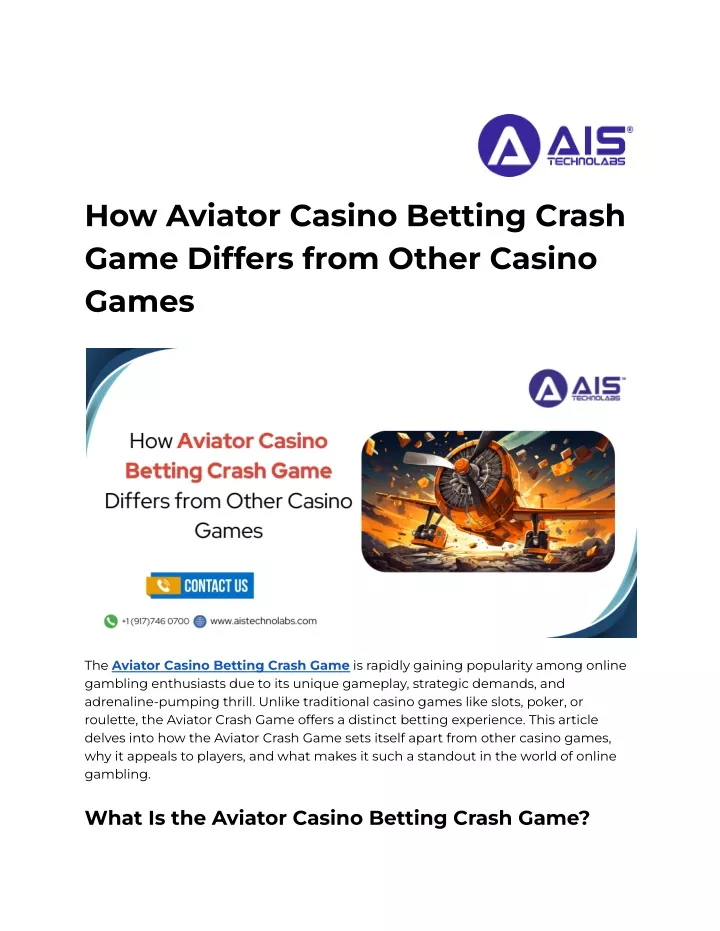 how aviator casino betting crash game differs