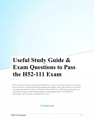 Useful Study Guide & Exam Questions to Pass the H52-111 Exam