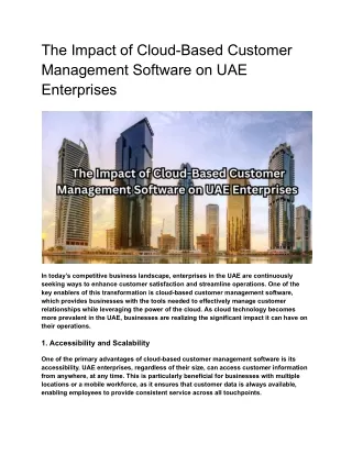 the impact of cloud based customer management