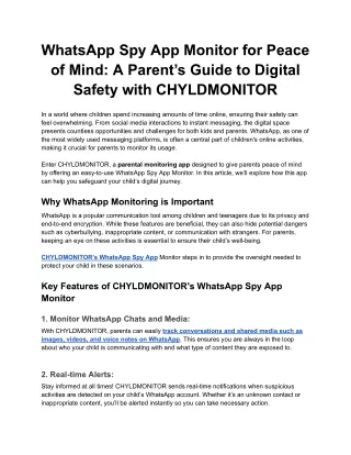 WhatsApp Spy App Monitor for Peace of Mind: A Parent’s Guide to Digital Safety