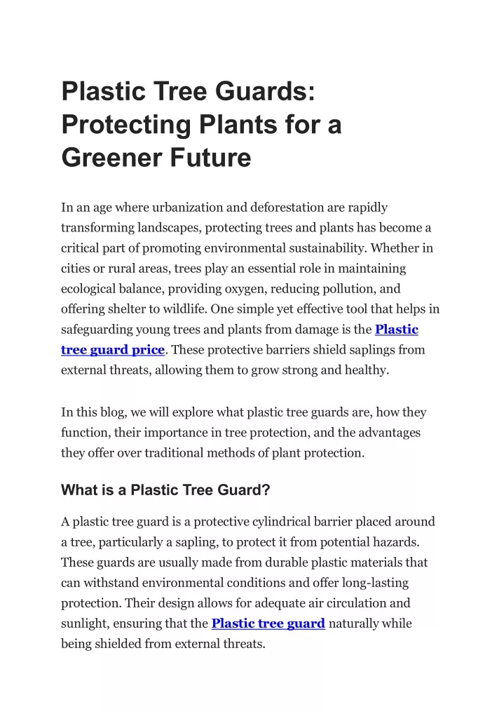 plastic tree guards protecting plants