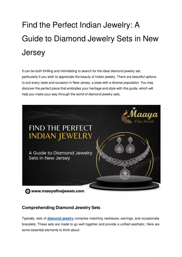 find the perfect indian jewelry a guide to diamond jewelry sets in new jersey