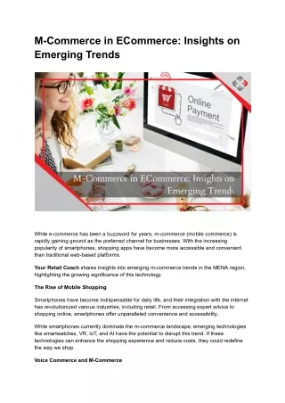 M-Commerce in ECommerce: Insights on Emerging Trends
