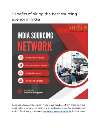 Benefits of hiring the best sourcing agency in India