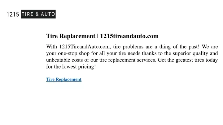 tire replacement 1215tireandauto com