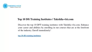 top 10 dft training institutes takshila vlsi com