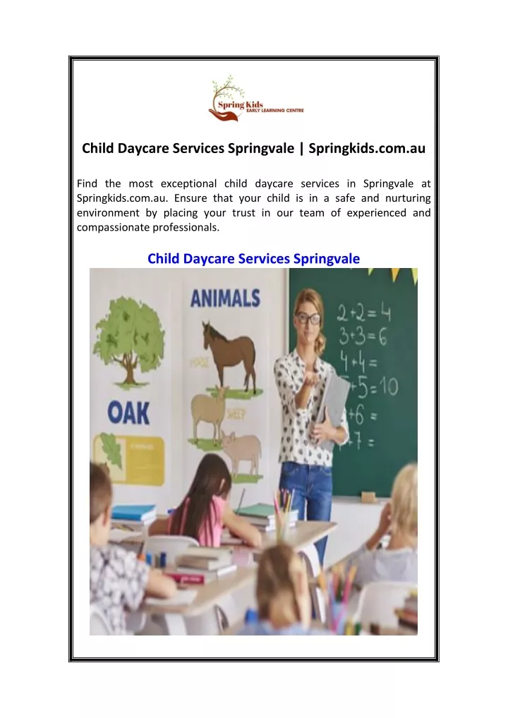 child daycare services springvale springkids