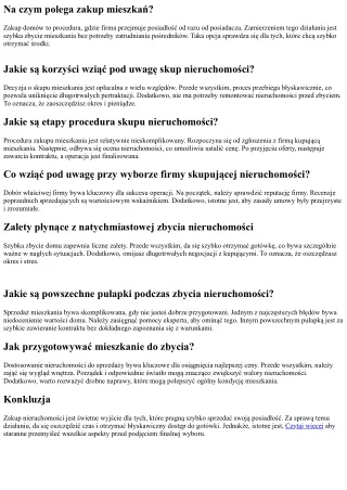 <h1>Skup domów: Pełny poradnik dla sprzedających</h1>