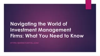 Navigating the World of Investment Management Firms: What You Need to Know