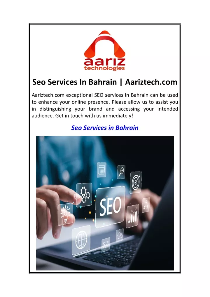 seo services in bahrain aariztech com