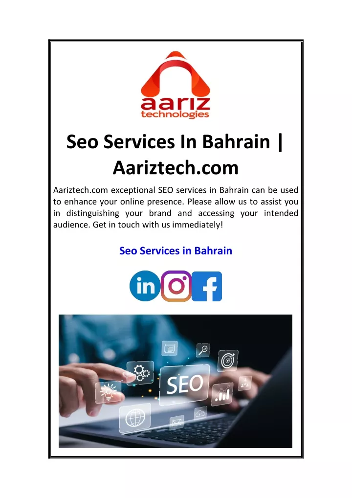 seo services in bahrain aariztech com