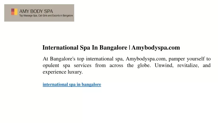 international spa in bangalore amybodyspa com