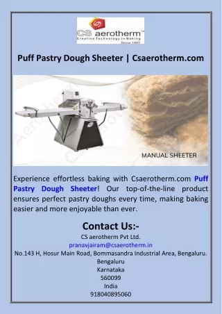 Puff Pastry Dough Sheeter  Csaerotherm.com