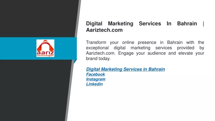 digital marketing services in bahrain aariztech