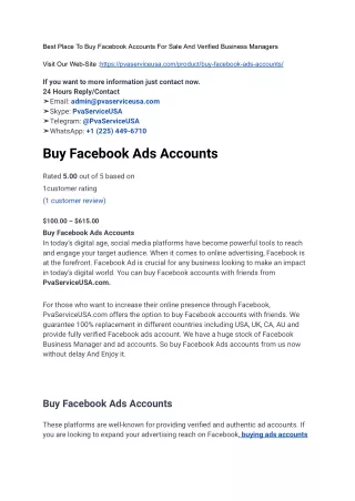 Best Place To Buy Facebook Accounts For Sale And Verified Business Managers