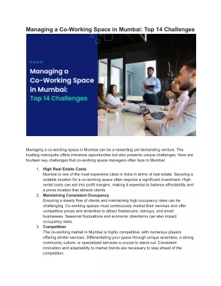 managing a co working space in mumbai