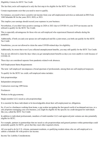 SETC Tax Credit Eligibility