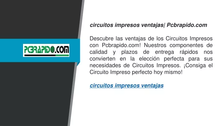 circuitos impresos ventajas pcbrapido