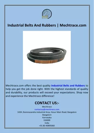 Industrial Belts And Rubbers  Mechtrace.com