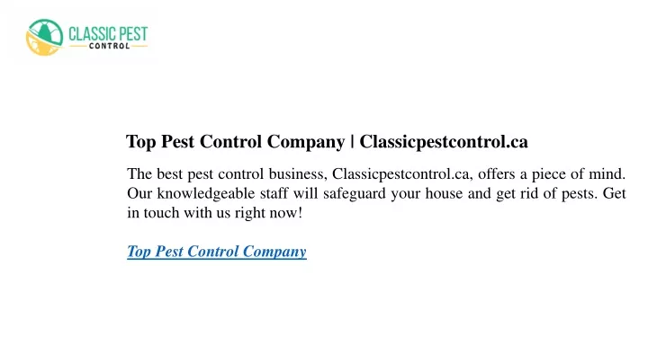 top pest control company classicpestcontrol ca