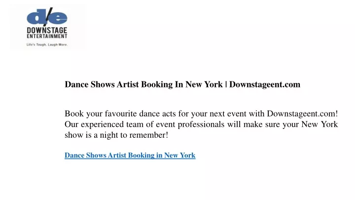 dance shows artist booking in new york