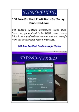 100 Sure Football Predictions For Today  Dino-fixed.com