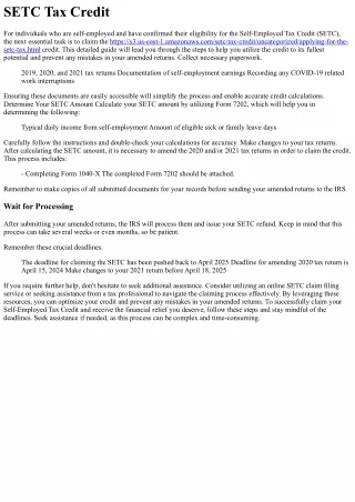 How to Claim the SETC Tax Credit