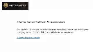 It Service Provider Australia  Netsphere.com.au