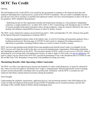 SETC Tax Credit Origin
