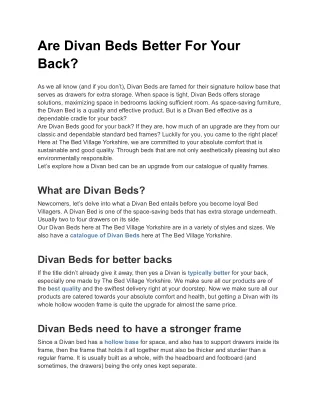 Are Divan Beds Better For Your Back