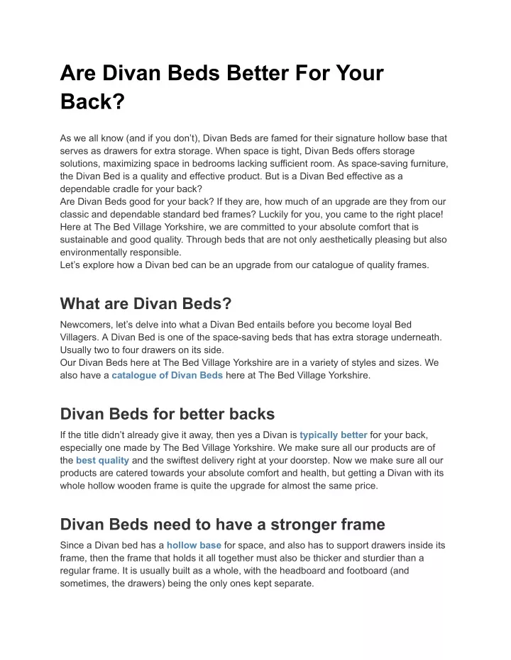 are divan beds better for your back