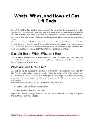 _Whats, Whys, and Hows of Gas Lift Beds