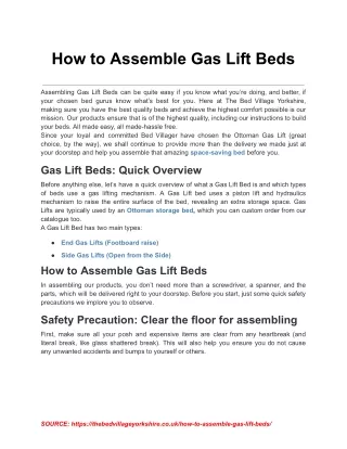 How to Assemble Gas Lift Beds