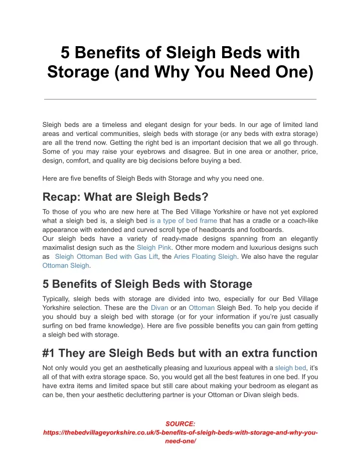 5 benefits of sleigh beds with storage