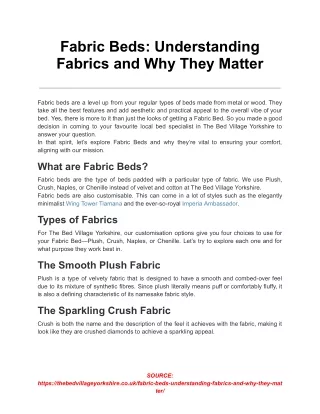 Fabric Beds_ Understanding Fabrics and Why They Matter