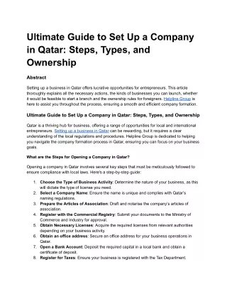 Ultimate Guide to Set Up a Company in Qatar_ Steps, Types, and Ownership