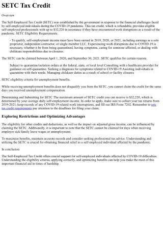 SETC Tax Credit Origin