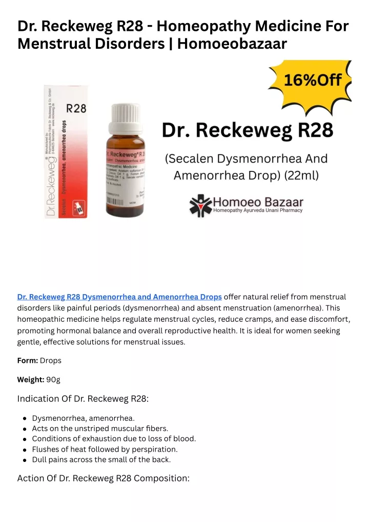 dr reckeweg r28 homeopathy medicine for menstrual