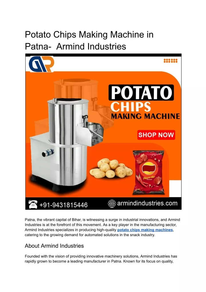 potato chips making machine in patna armind