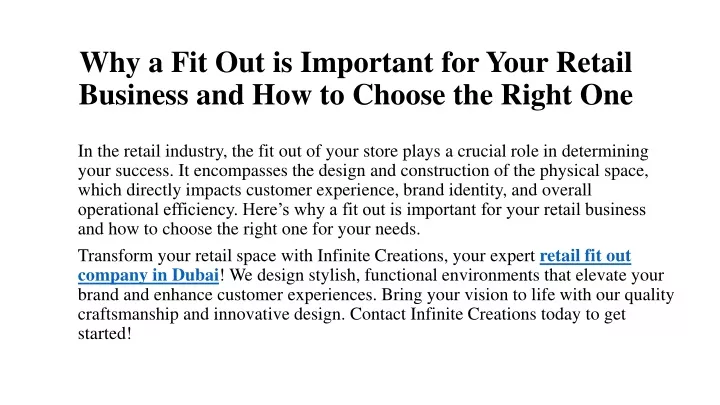 why a fit out is important for your retail business and how to choose the right one
