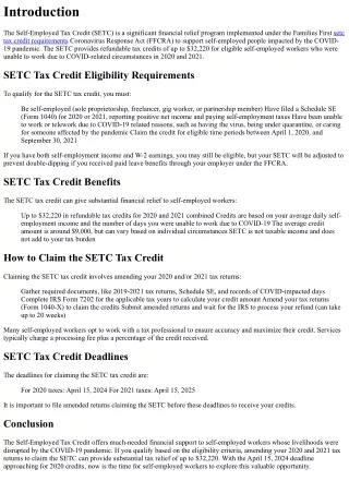 SETC Tax Credit Guide